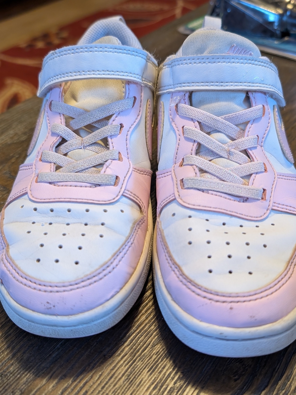 Nike Kids White and Light Pink Low-Top Sneakers